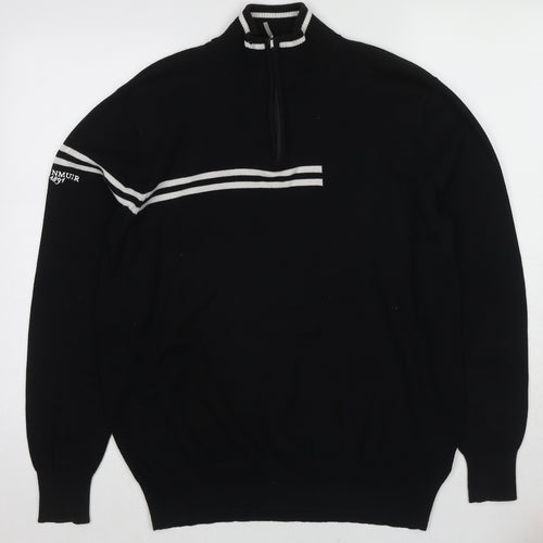 Glenmuir Womens Black High Neck Cotton Henley Jumper Size L