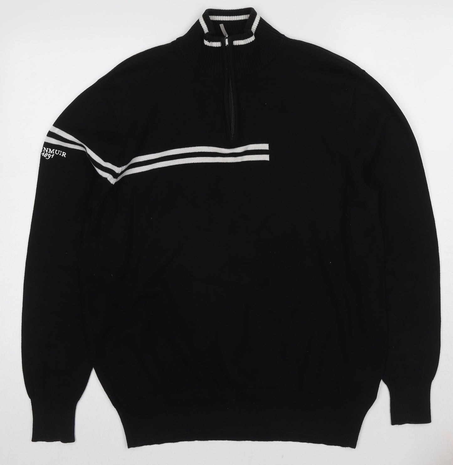 Glenmuir Womens Black High Neck Cotton Henley Jumper Size L