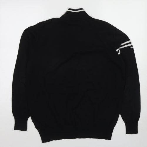Glenmuir Womens Black High Neck Cotton Henley Jumper Size L