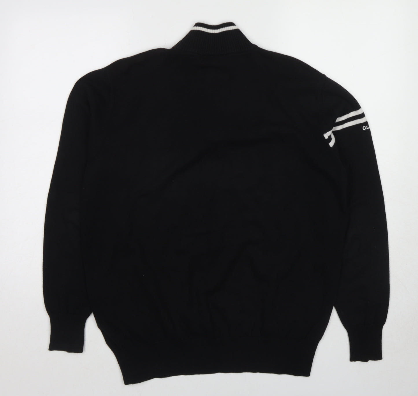 Glenmuir Womens Black High Neck Cotton Henley Jumper Size L