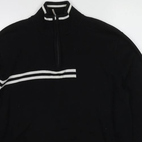 Glenmuir Womens Black High Neck Cotton Henley Jumper Size L