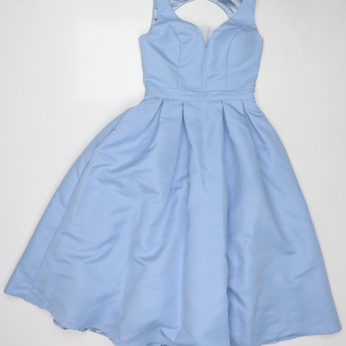 CHI CHI LONDON Womens Blue Polyester Ball Gown Size 10 Sweetheart Zip