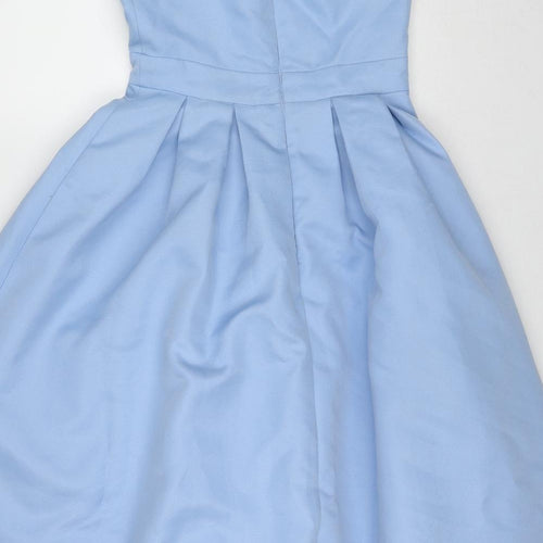 CHI CHI LONDON Womens Blue Polyester Ball Gown Size 10 Sweetheart Zip