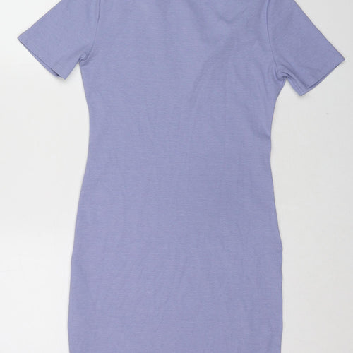 Zara Womens Blue Cotton Bodycon Size L Collared Pullover