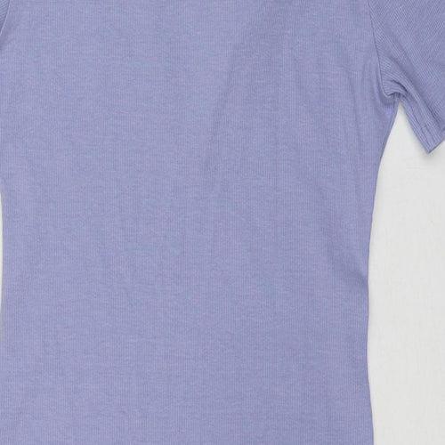 Zara Womens Blue Cotton Bodycon Size L Collared Pullover