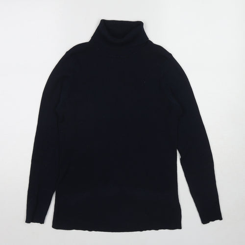 Marks and Spencer Womens Blue Roll Neck Viscose Pullover Jumper Size 16