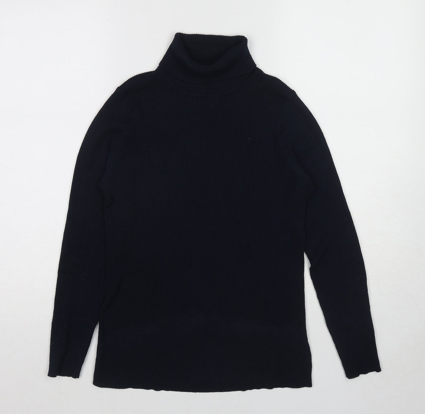 Marks and Spencer Womens Blue Roll Neck Viscose Pullover Jumper Size 16