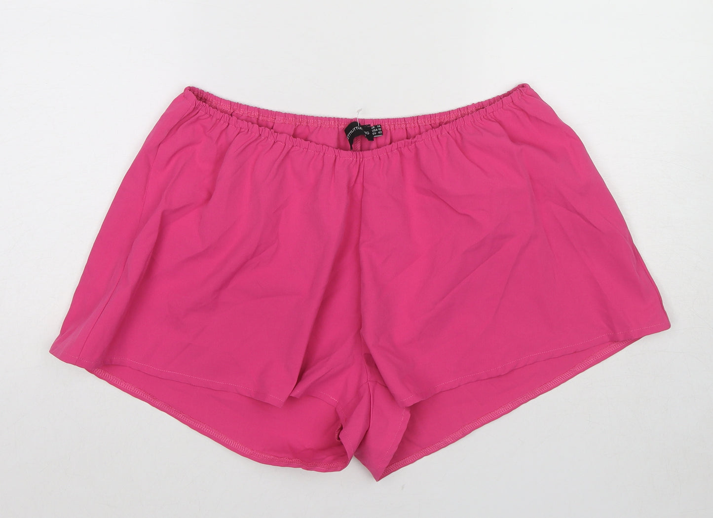 PRETTYLITTLETHING Womens Pink Polyester Basic Shorts Size 14 L3 in Regular Pull On