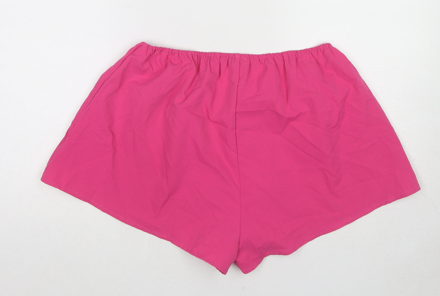 PRETTYLITTLETHING Womens Pink Polyester Basic Shorts Size 14 L3 in Regular Pull On