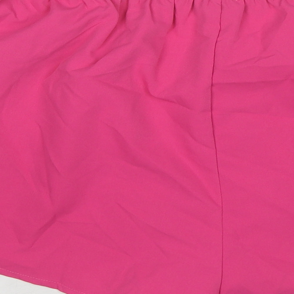 PRETTYLITTLETHING Womens Pink Polyester Basic Shorts Size 14 L3 in Regular Pull On
