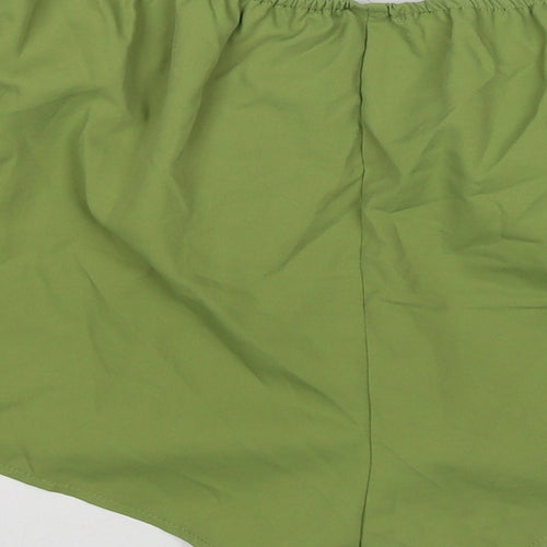 PRETTYLITTLETHING Womens Green Cotton Basic Shorts Size 14 L3 in Regular Pull On
