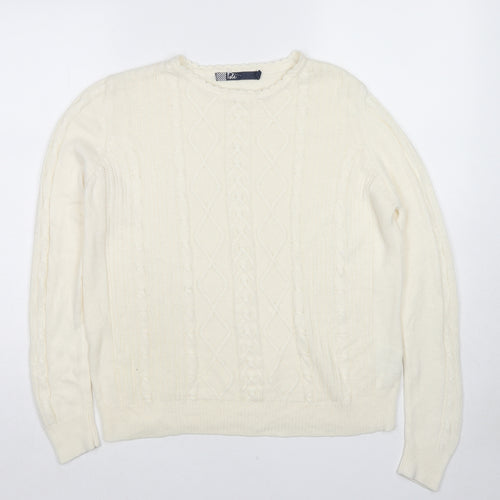EWM Womens White Round Neck Acrylic Pullover Jumper Size 14 - Size 14-16