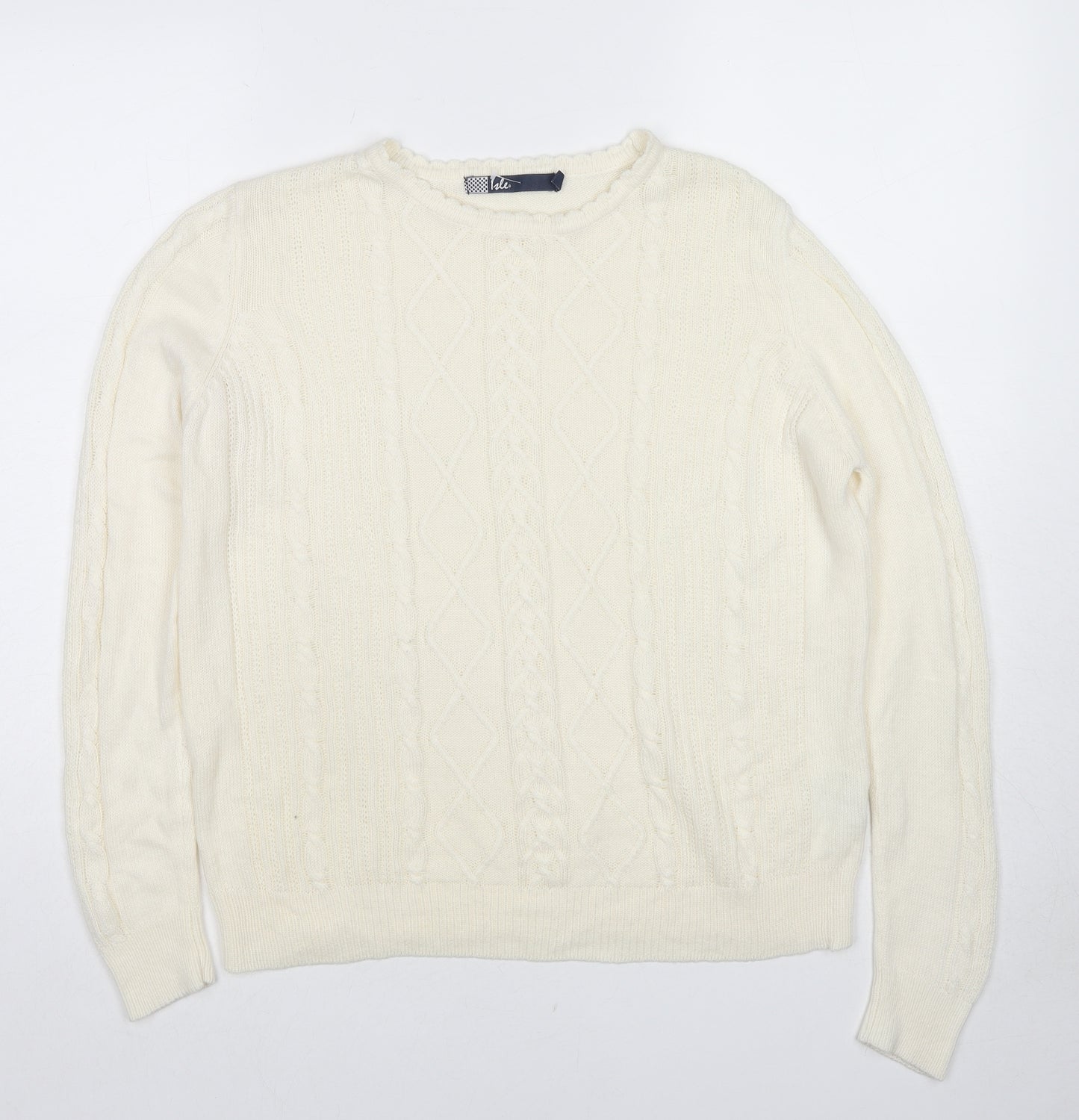 EWM Womens White Round Neck Acrylic Pullover Jumper Size 14 - Size 14-16