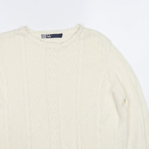 EWM Womens White Round Neck Acrylic Pullover Jumper Size 14 - Size 14-16