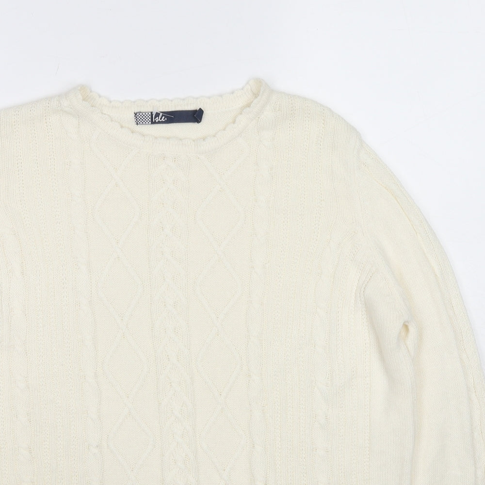 EWM Womens White Round Neck Acrylic Pullover Jumper Size 14 - Size 14-16