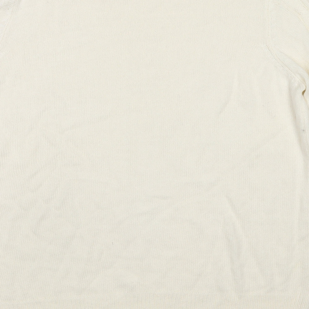EWM Womens White Round Neck Acrylic Pullover Jumper Size 14 - Size 14-16