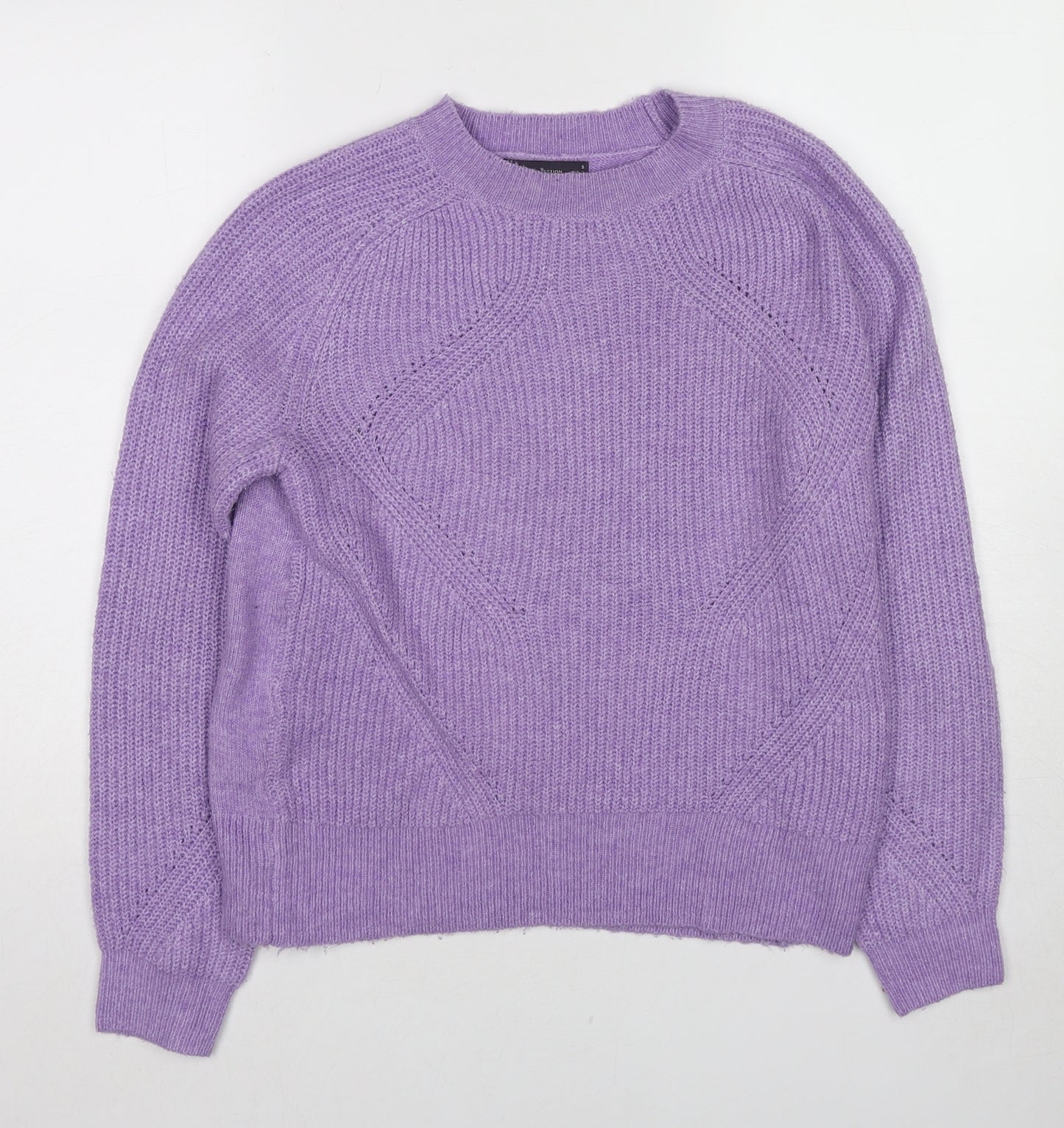 Marks and Spencer Womens Purple Round Neck Acrylic Pullover Jumper Size S