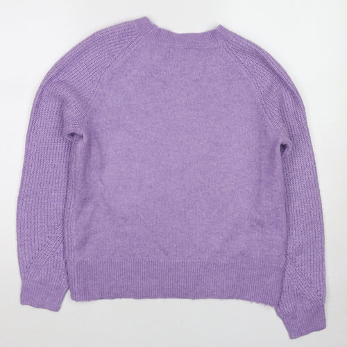 Marks and Spencer Womens Purple Round Neck Acrylic Pullover Jumper Size S
