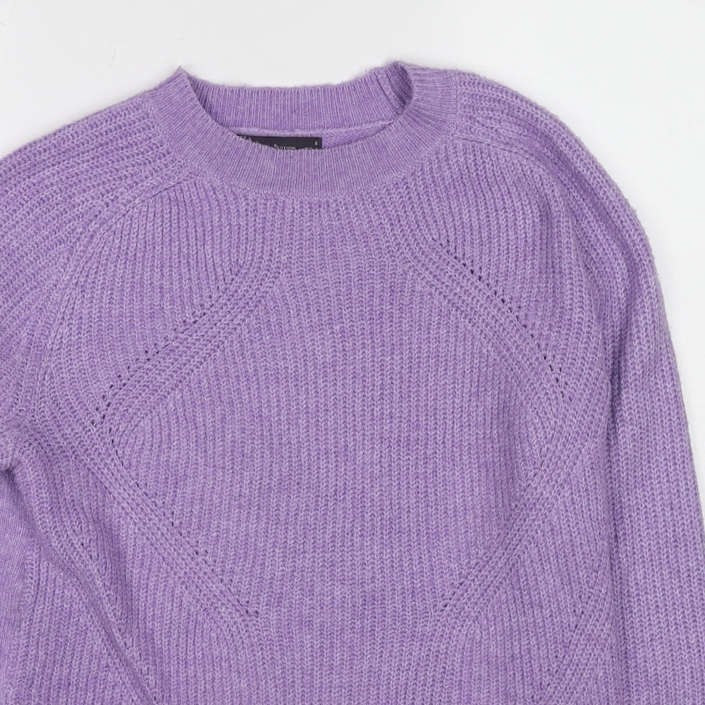 Marks and Spencer Womens Purple Round Neck Acrylic Pullover Jumper Size S