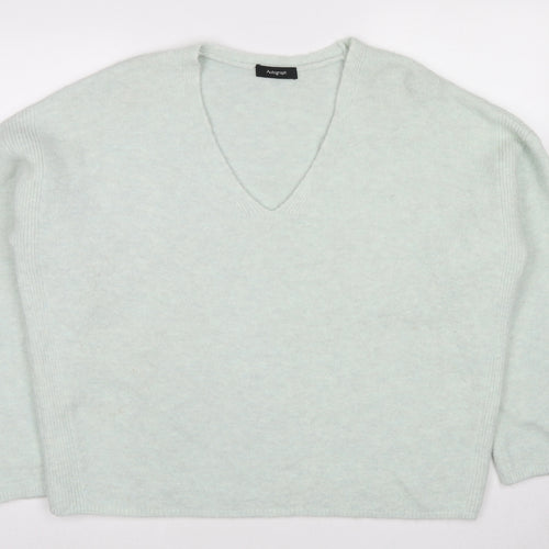 Autograph Womens Blue V-Neck Acrylic Pullover Jumper Size 16