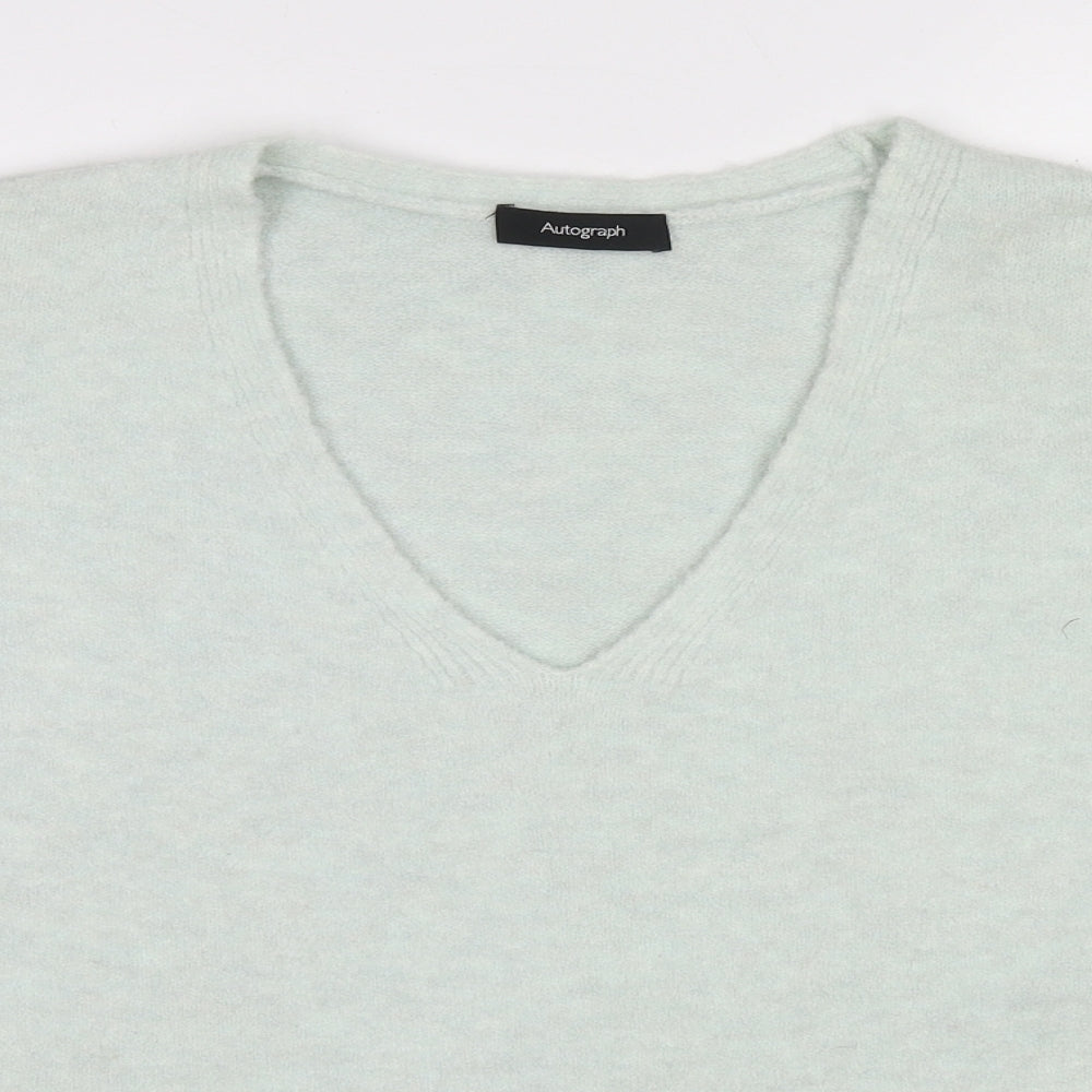 Autograph Womens Blue V-Neck Acrylic Pullover Jumper Size 16