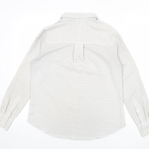 H&M Womens Grey Herringbone Polyester Basic Button-Up Size 8 Collared