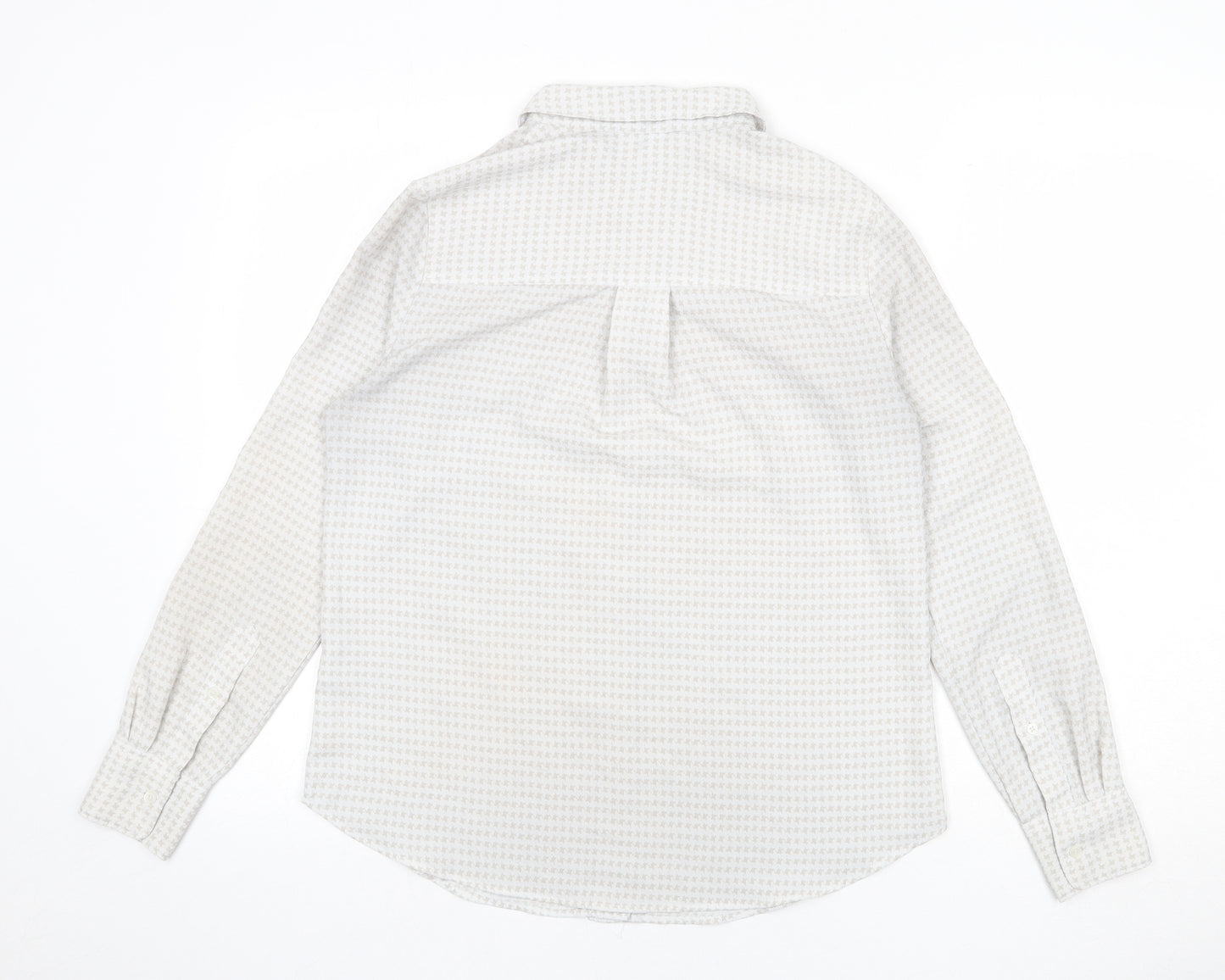 H&M Womens Grey Herringbone Polyester Basic Button-Up Size 8 Collared