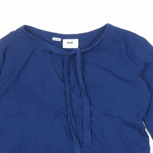 Mama-licious Womens Multicoloured Cotton Basic Blouse Size M Round Neck - Tie Neck Detail