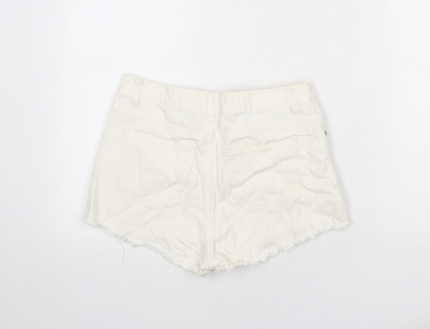 Denim & Co. Womens White Cotton Cut-Off Shorts Size 10 L3 in Regular Zip - Distressed