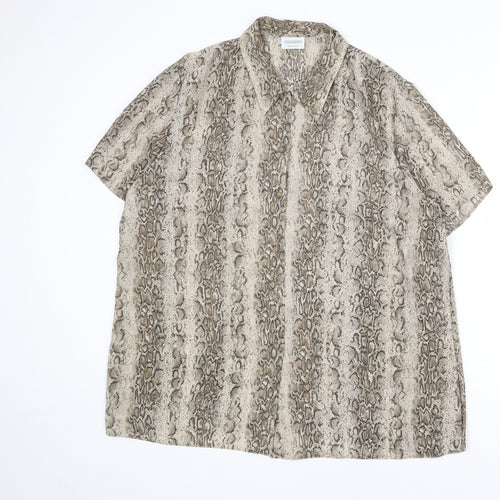 Canada Womens Multicoloured Animal Print Polyester Basic Button-Up Size 20 Collared - Snake Print