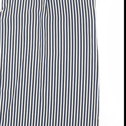 H&M Womens Blue Striped Polyester A-Line Size 10 V-Neck Pullover