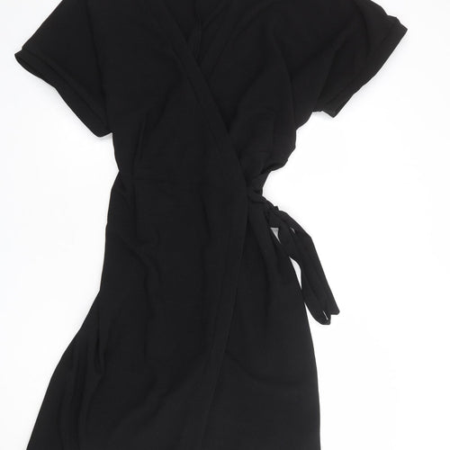 ASOS Womens Black Polyester Wrap Dress Size 22 V-Neck Tie