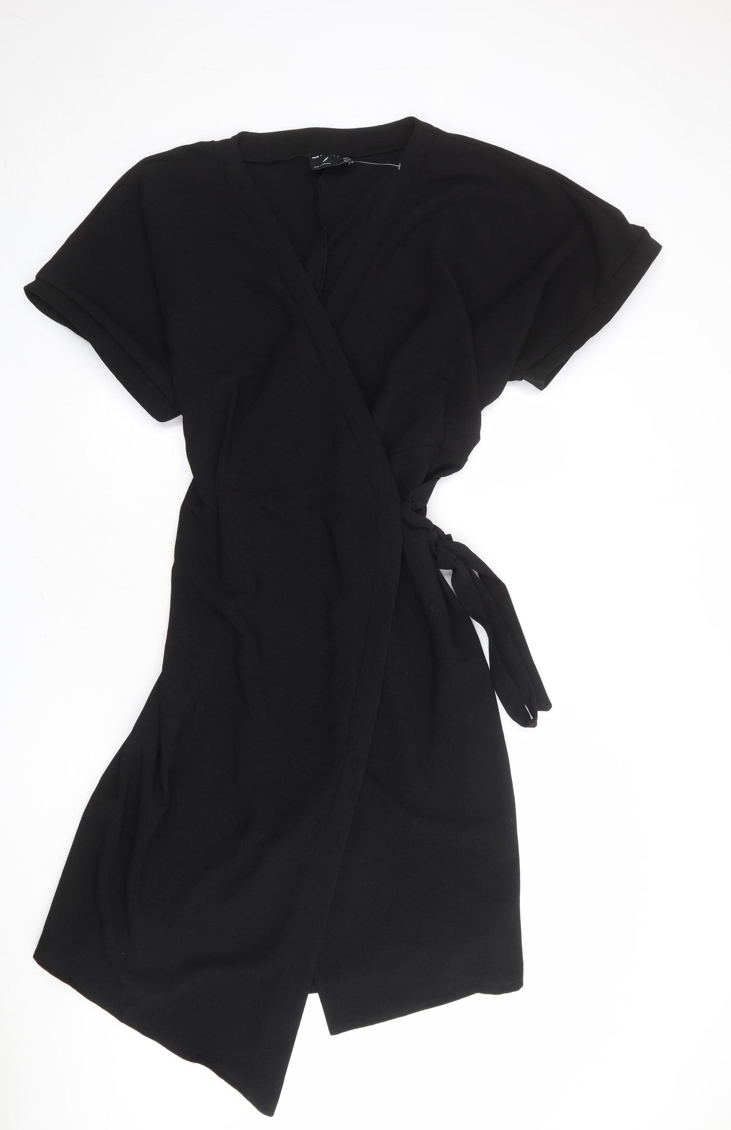 ASOS Womens Black Polyester Wrap Dress Size 22 V-Neck Tie
