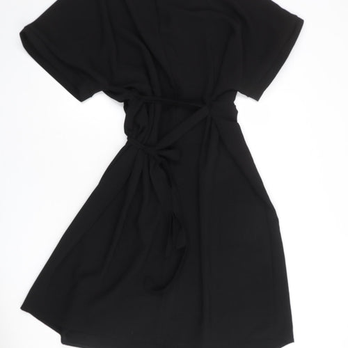 ASOS Womens Black Polyester Wrap Dress Size 22 V-Neck Tie