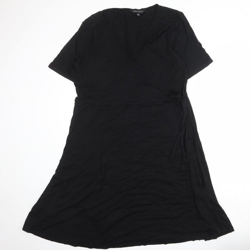 Dorothy Perkins Womens Black Viscose A-Line Size 12 Round Neck Tie