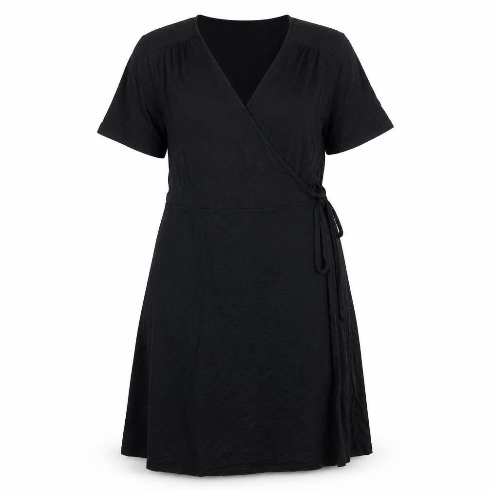 Dorothy Perkins Womens Black Viscose A-Line Size 12 Round Neck Tie