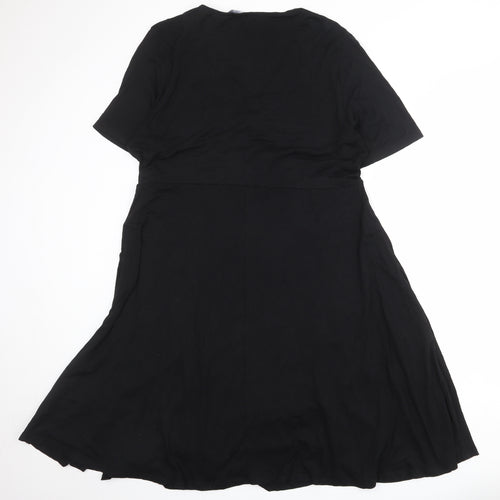 Dorothy Perkins Womens Black Viscose A-Line Size 12 Round Neck Tie
