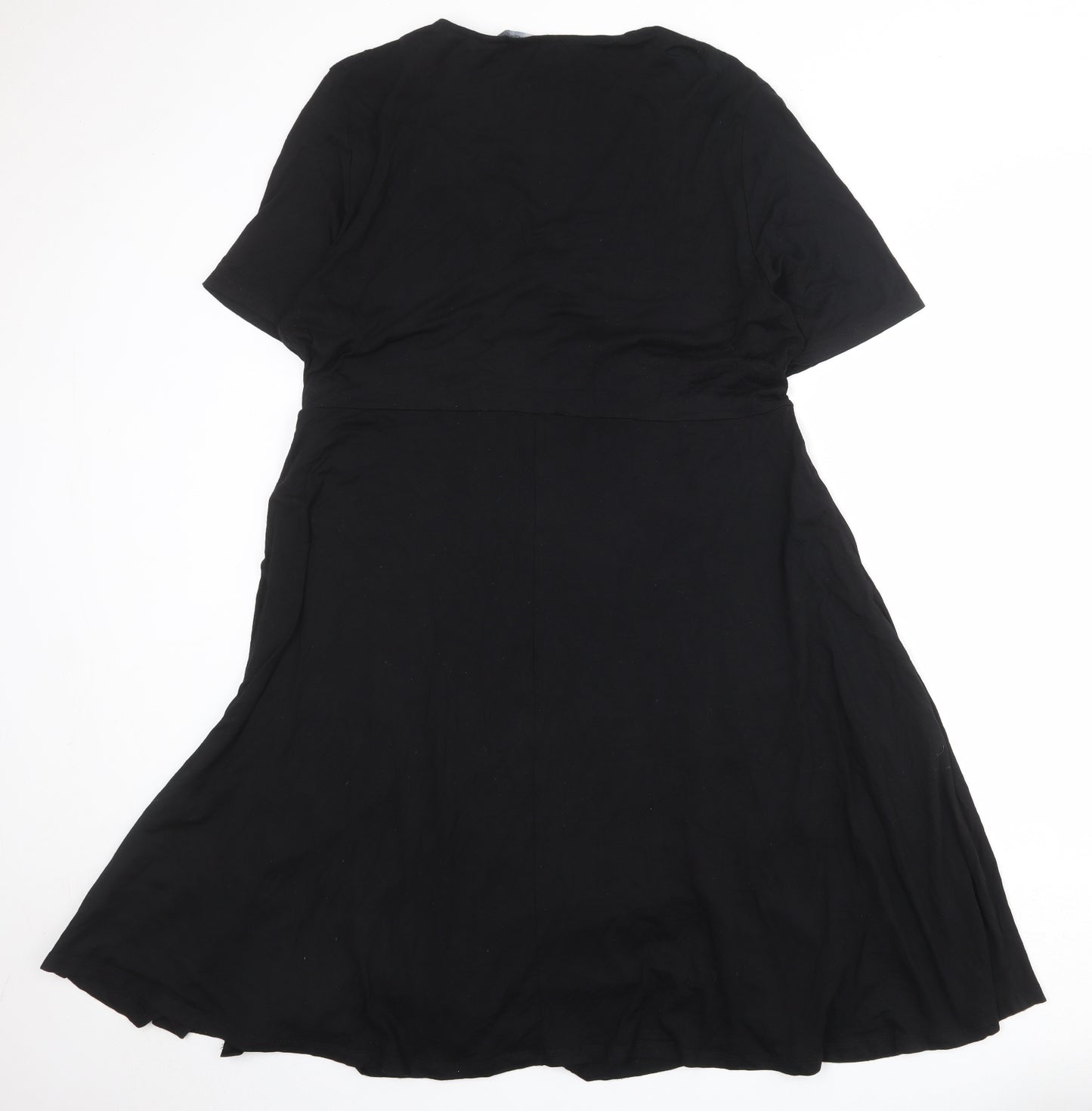 Dorothy Perkins Womens Black Viscose A-Line Size 12 Round Neck Tie