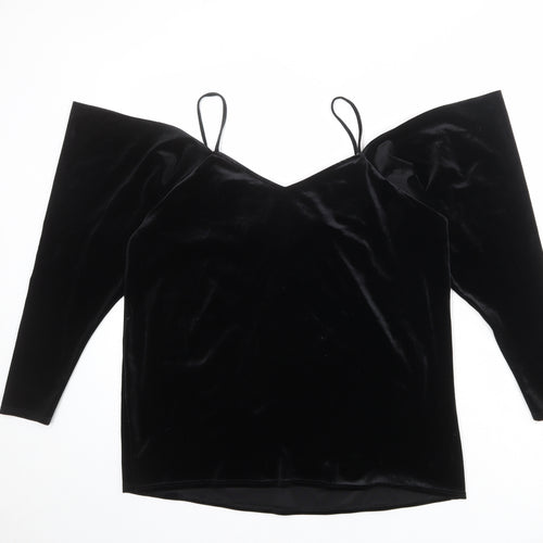River Island Womens Black Polyester Basic Blouse Size 12 Off the Shoulder - Floral Detail