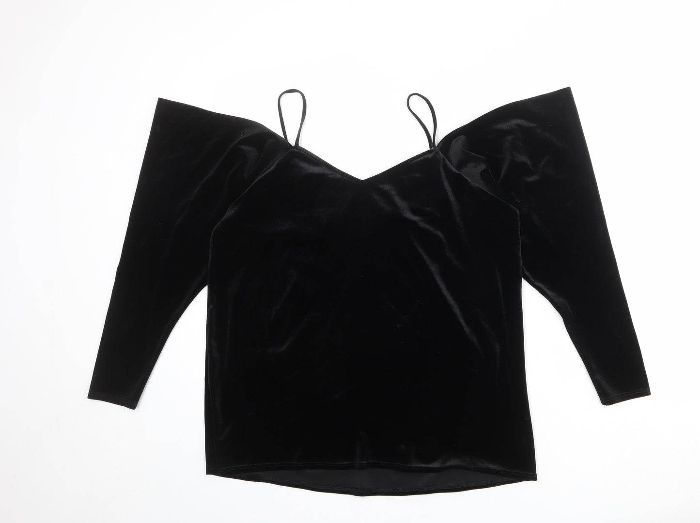 River Island Womens Black Polyester Basic Blouse Size 12 Off the Shoulder - Floral Detail