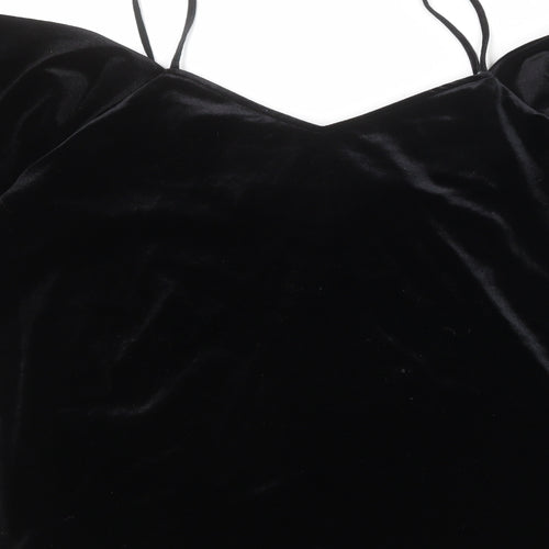 River Island Womens Black Polyester Basic Blouse Size 12 Off the Shoulder - Floral Detail