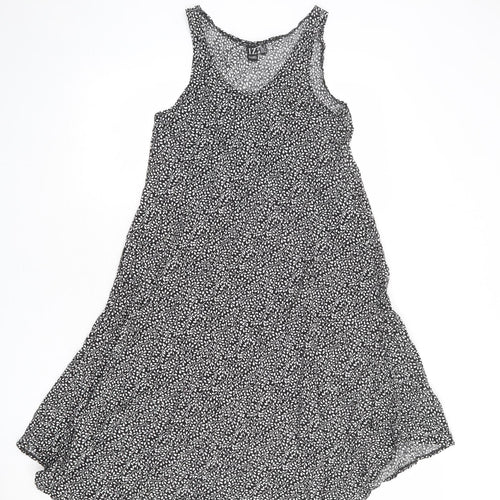 Izabel London Womens Black Geometric Viscose A-Line Size 8 Round Neck Pullover