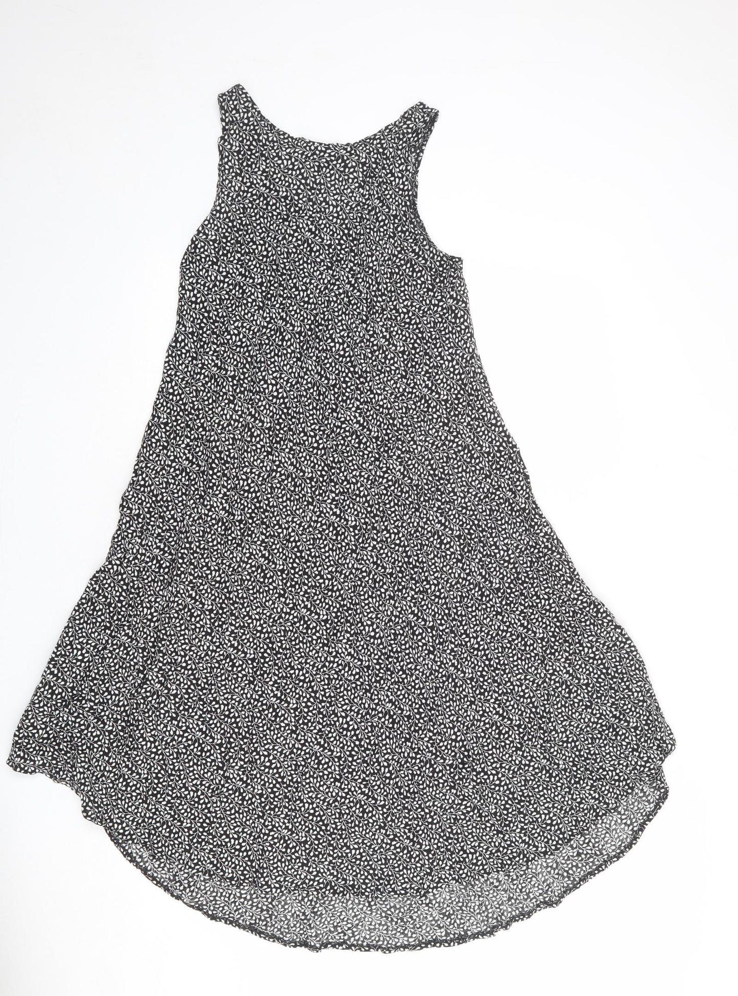 Izabel London Womens Black Geometric Viscose A-Line Size 8 Round Neck Pullover