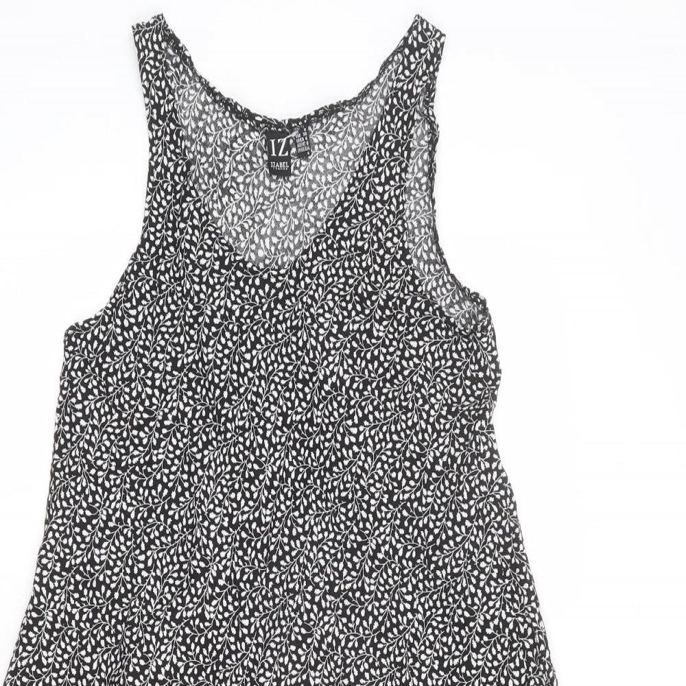 Izabel London Womens Black Geometric Viscose A-Line Size 8 Round Neck Pullover