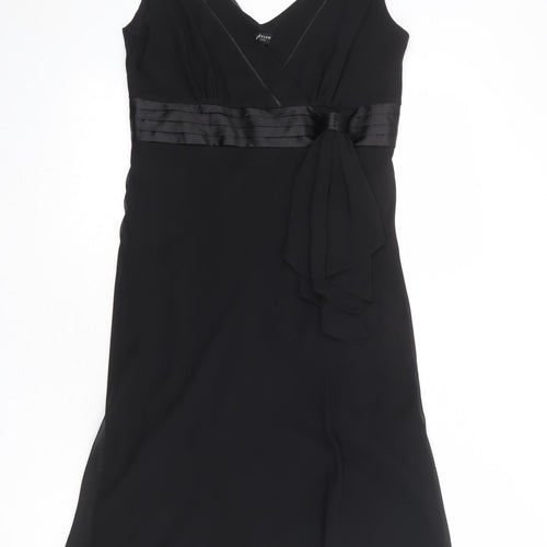 Debenhams Womens Black Polyester A-Line Size 12 V-Neck Zip