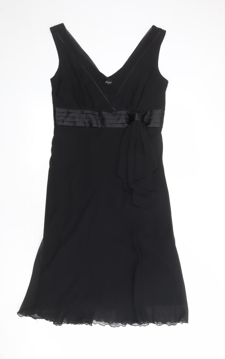 Debenhams Womens Black Polyester A-Line Size 12 V-Neck Zip