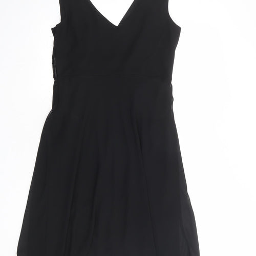 Debenhams Womens Black Polyester A-Line Size 12 V-Neck Zip