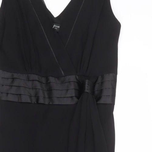 Debenhams Womens Black Polyester A-Line Size 12 V-Neck Zip