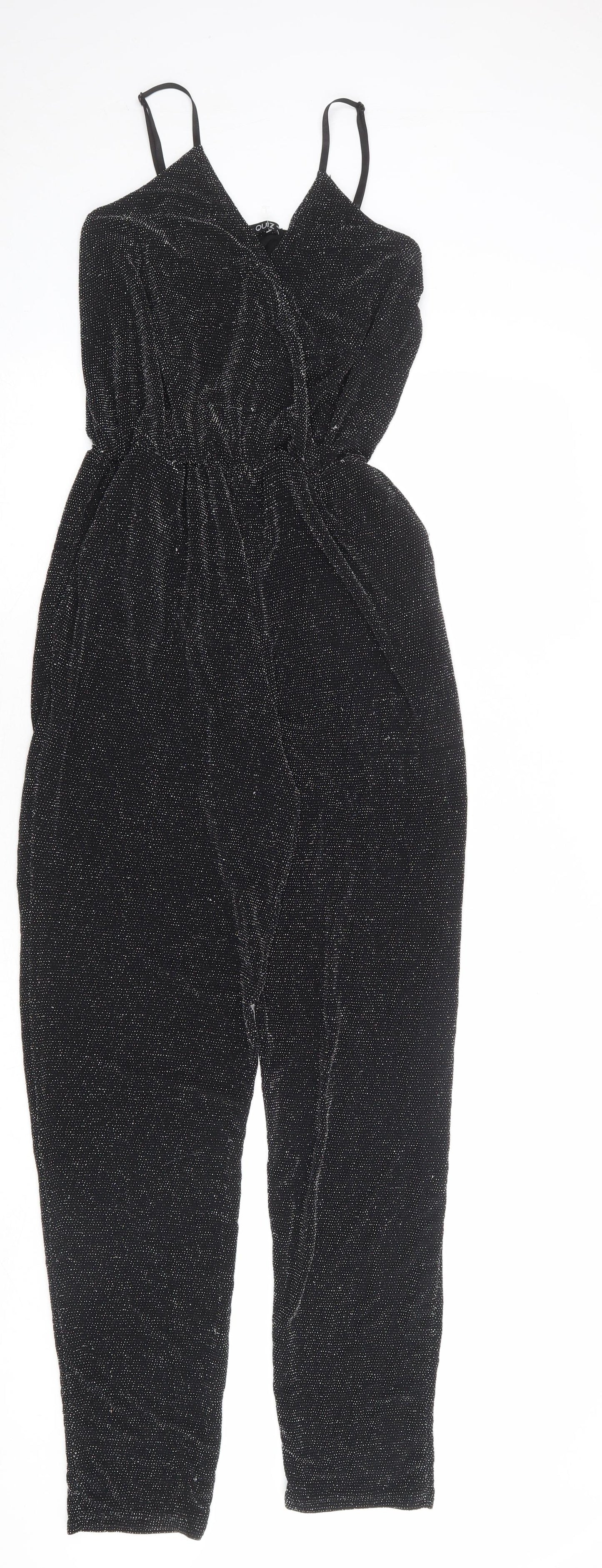 Quiz Womens Black Polyester Jumpsuit One-Piece Size 12 L30 in Pullover