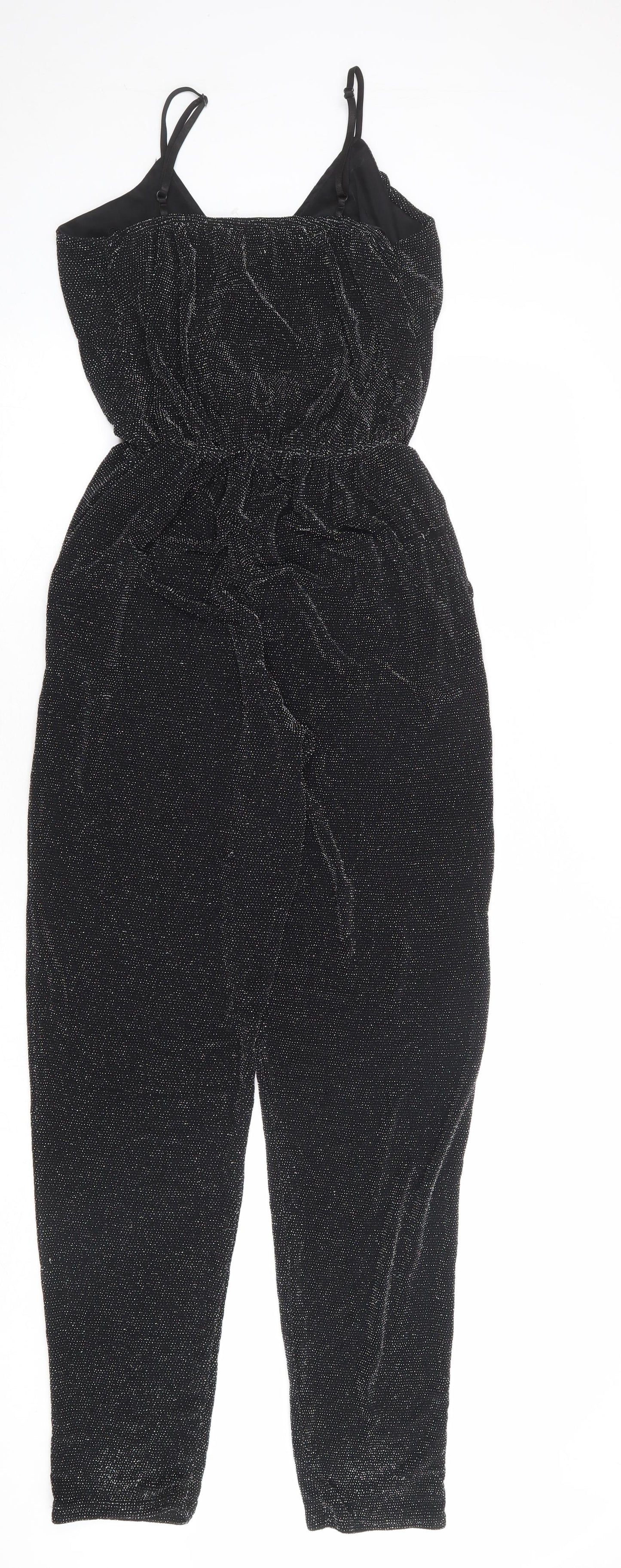 Quiz Womens Black Polyester Jumpsuit One-Piece Size 12 L30 in Pullover